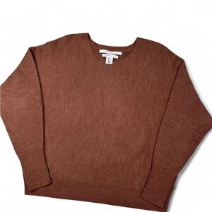 Max Studio Women's Merino Wool Brown Crewneck Sweater